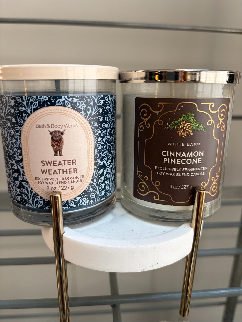 Bath & Body Works Single Wick Candle Duo-Sweater Weather,Cinnamon Pinecone NWT